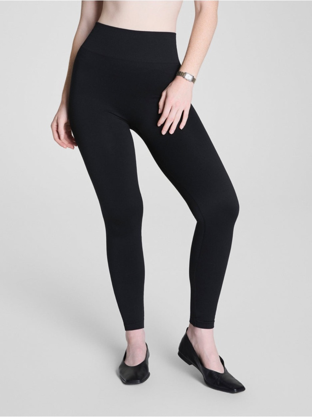 Spanx Ribbed Knit Black Women's Leggings - Sleek Everyday Legging